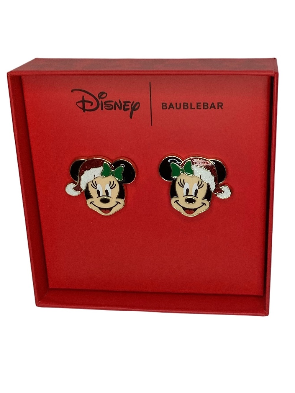 BaubleBar x Disney Minnie Mouse Santa Hat Holiday Christmas Earrings New